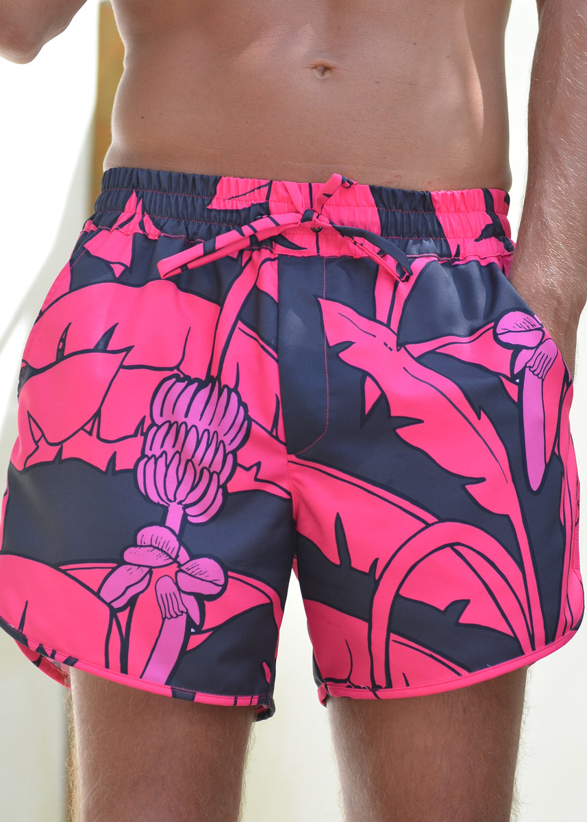 Banana Blossom Swim Shorts - In Jet Black – Tropical Black