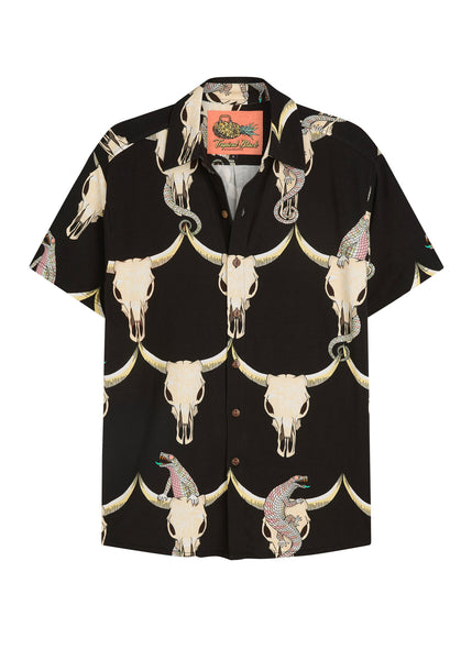 Reptilian Hawaiian Shirt - In Midnight Black – Tropical Black